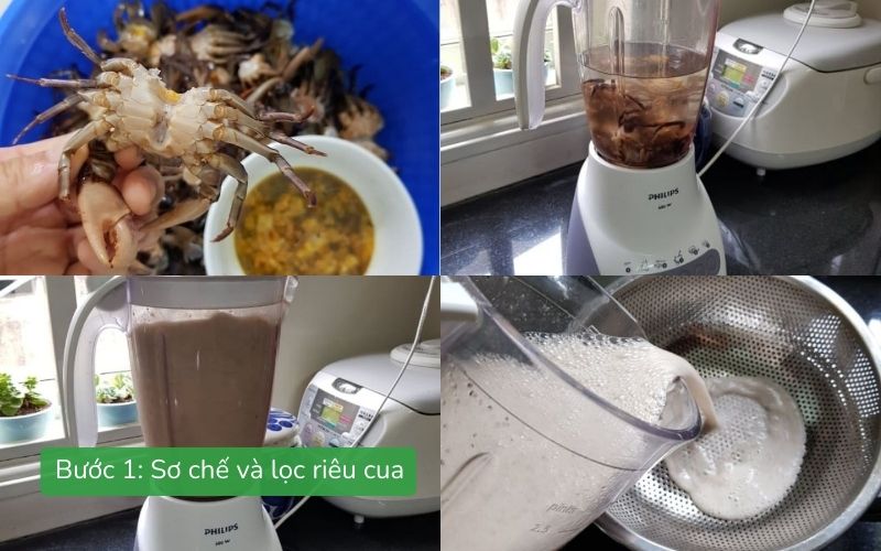 Sơ chế và lọc riêu cua